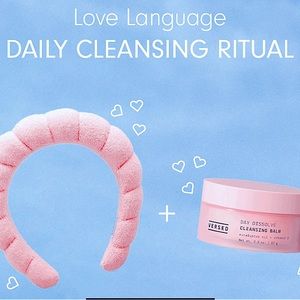 Valentine’s 2023 Versed Skincare Duo Pink Terry Headband Face Cleansing Balm